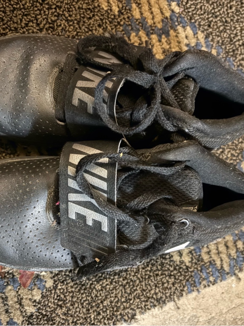 Nike Black Lace-Up Athletic Sneakers with Logo Strap